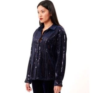 FRNCH Maelle Sequin Shirt, Sz L